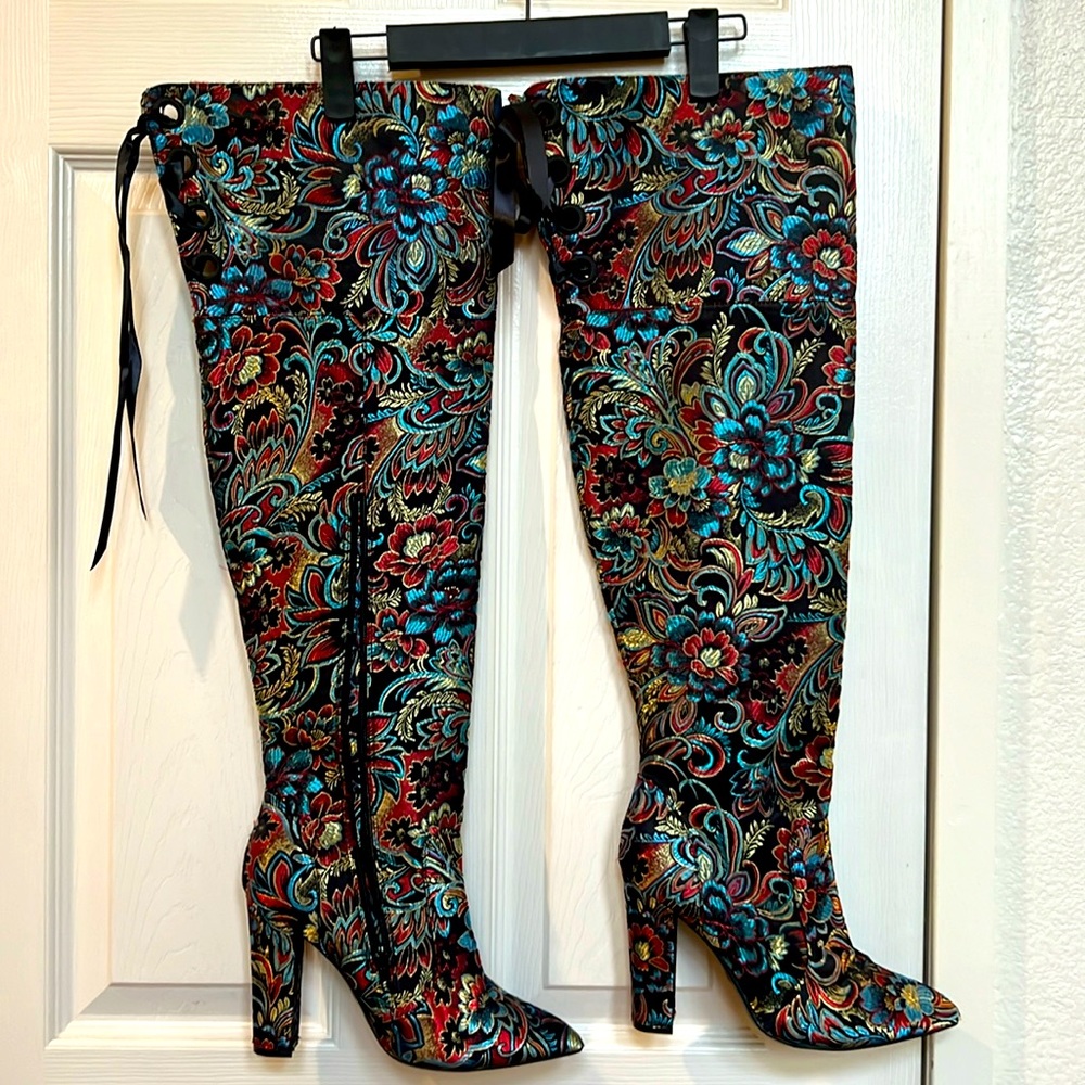 High heel over the knee boots.